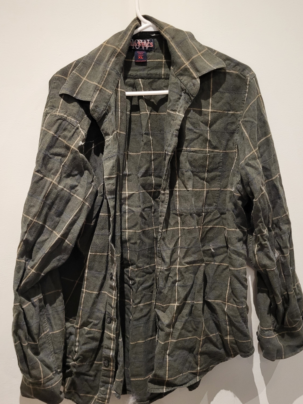 Men's Green Plaid Button-Up Shirt Jacket